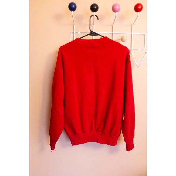 Vintage Christmas Mouse Sweatshirt – Red Holiday Crewneck, Made in USA, Size M - Picture 4 of 4